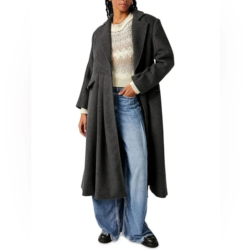 Free People Victoria Flared Wool-Blend Coat, NWT, Size M